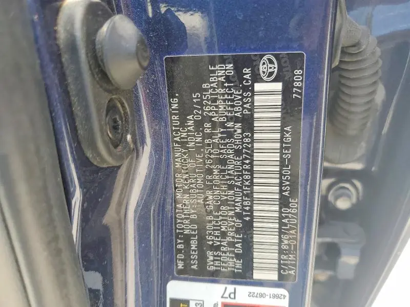 2015 TOYOTA CAMRY XLE  