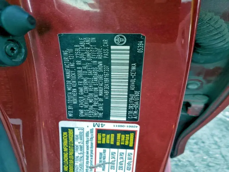 2011 TOYOTA CAMRY BASE  