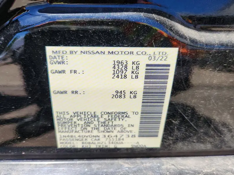 2022 NISSAN ALTIMA SV  