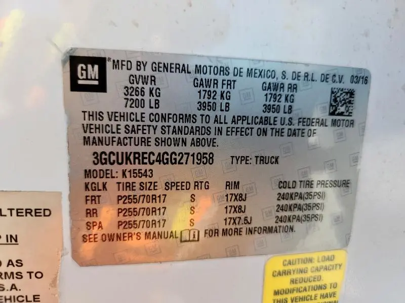 2016 CHEVROLET SILVERADO K1500 LT  