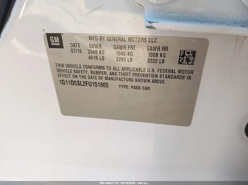 2015 CHEVROLET MALIBU 2LT