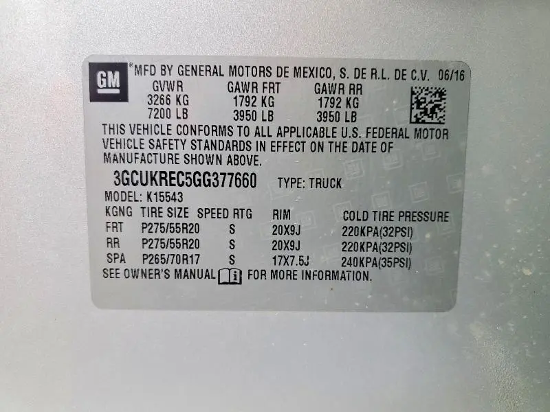 2016 CHEVROLET SILVERADO K1500 LT  