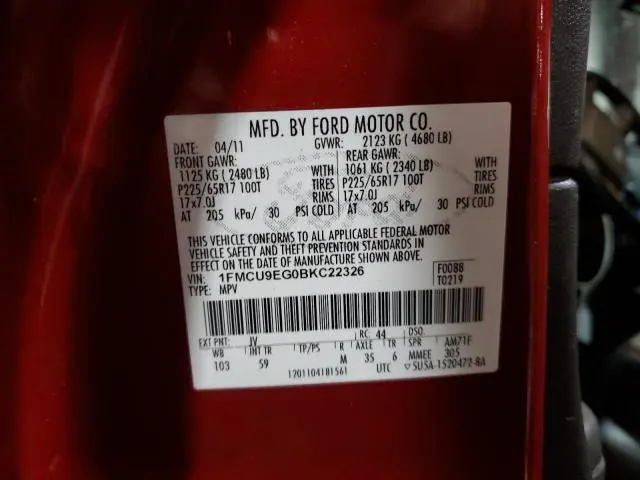 2011 FORD ESCAPE LIMITED  