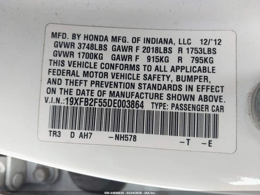 2013 HONDA CIVIC LX