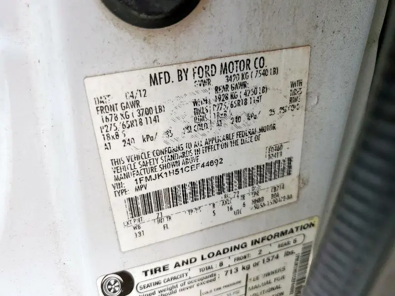 2012 FORD EXPEDITION EL XLT  