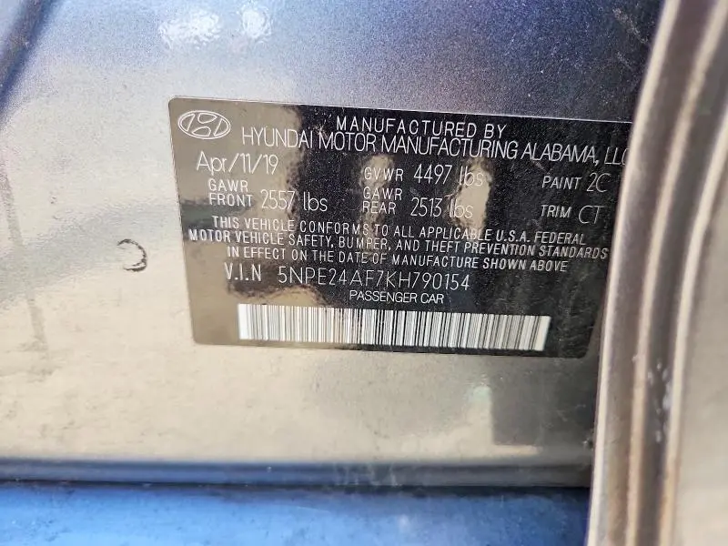 2019 HYUNDAI SONATA SE  