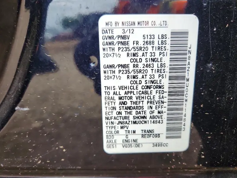 2012 NISSAN MURANO S  