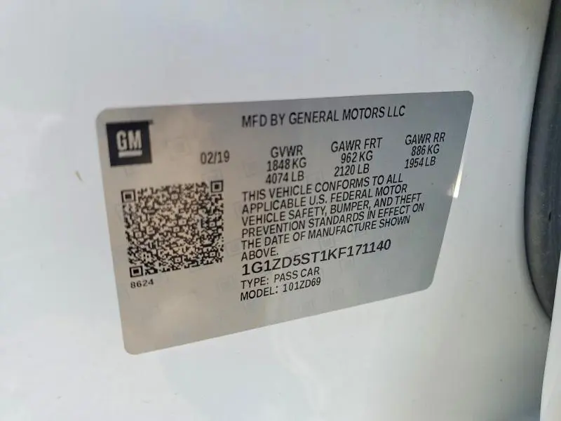 2019 CHEVROLET MALIBU LT  