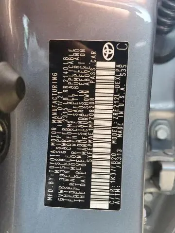 2021 TOYOTA COROLLA LE  