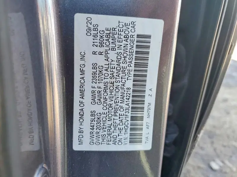 2020 HONDA ACCORD SPORT  