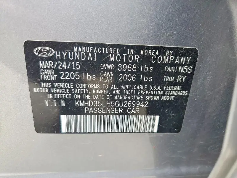 2016 HYUNDAI ELANTRA GT BASE  