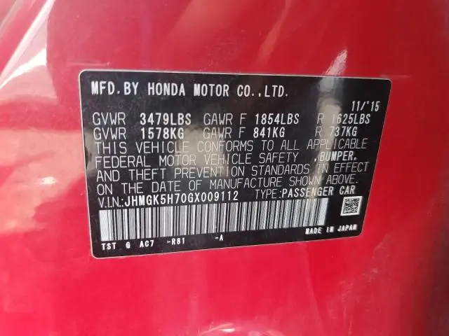 2016 HONDA FIT EX  
