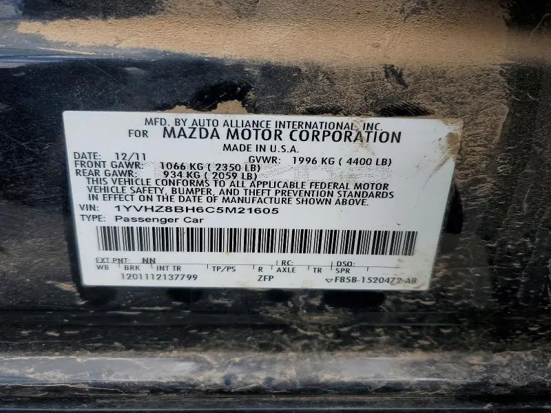 2012 MAZDA 6 I  