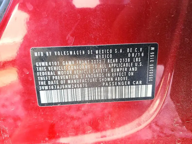 2017 VOLKSWAGEN JETTA S  