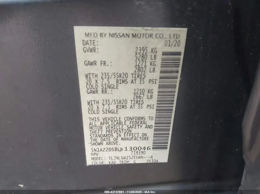 2020 NISSAN MURANO PLATINUM INTELLIGENT AWD