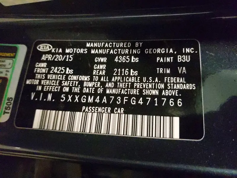2015 KIA OPTIMA LX  
