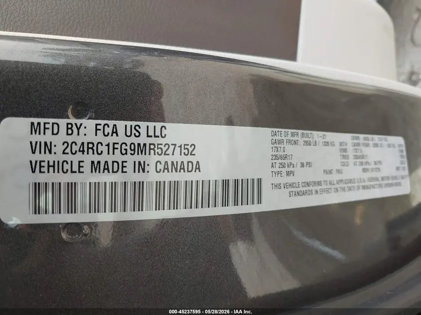 2021 CHRYSLER PACIFICA TOURING