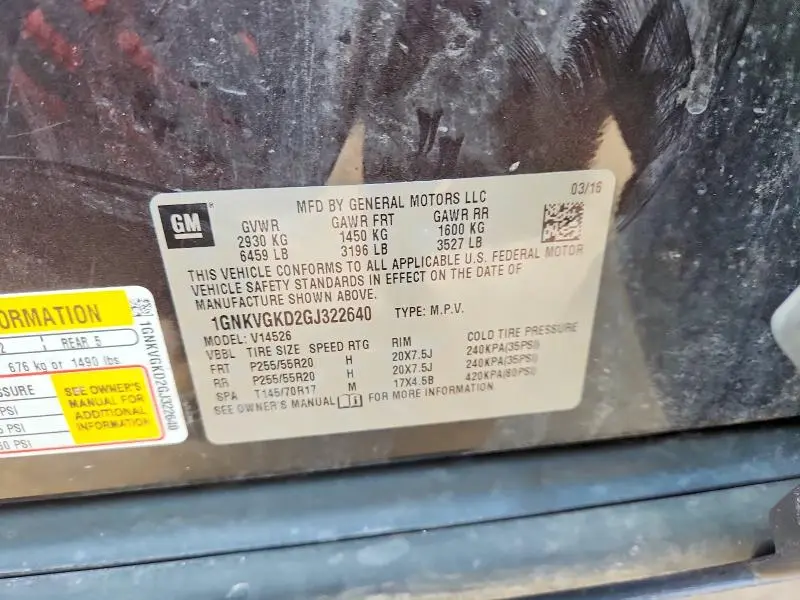 2016 CHEVROLET TRAVERSE LT  