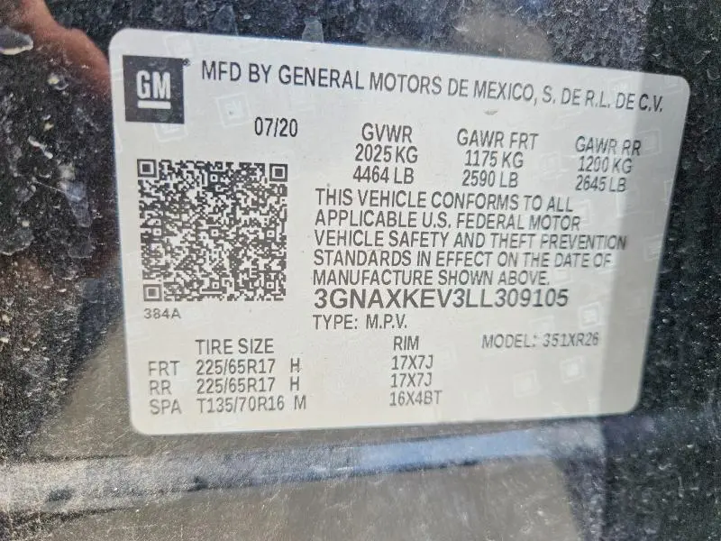 2020 CHEVROLET EQUINOX LT  