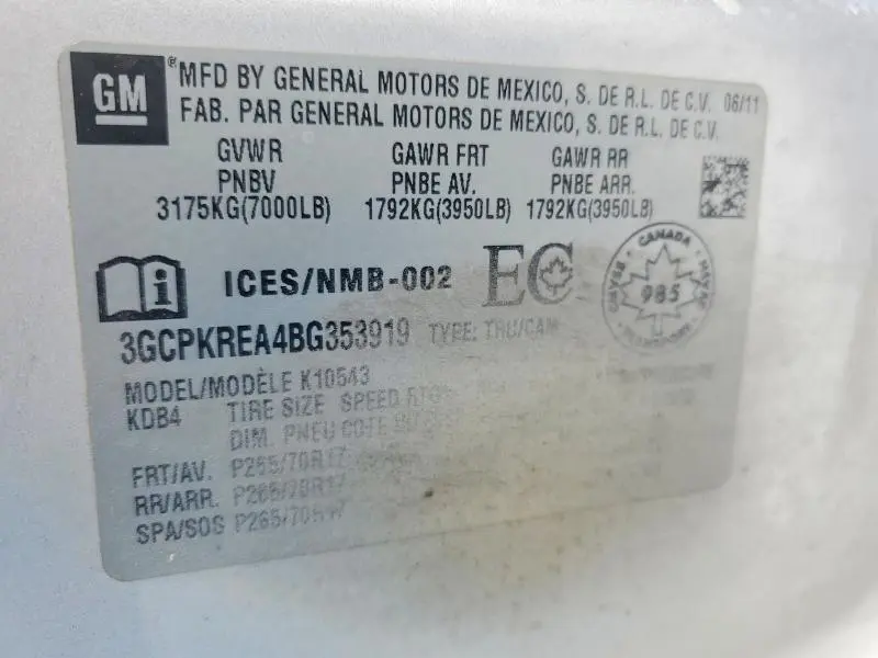 2011 CHEVROLET SILVERADO K1500 LS  