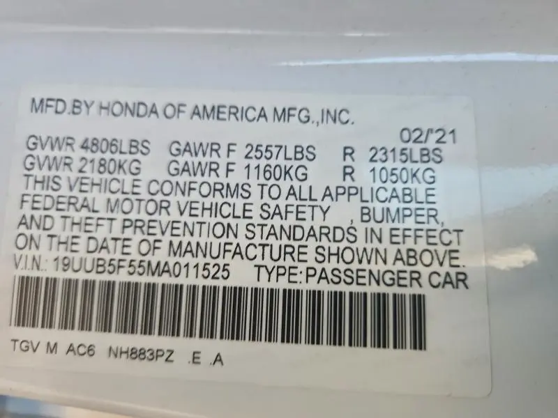 2021 ACURA TLX TECH A  