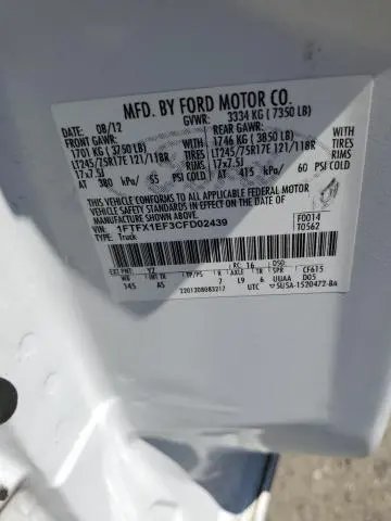 2012 FORD F150 SUPER CAB  