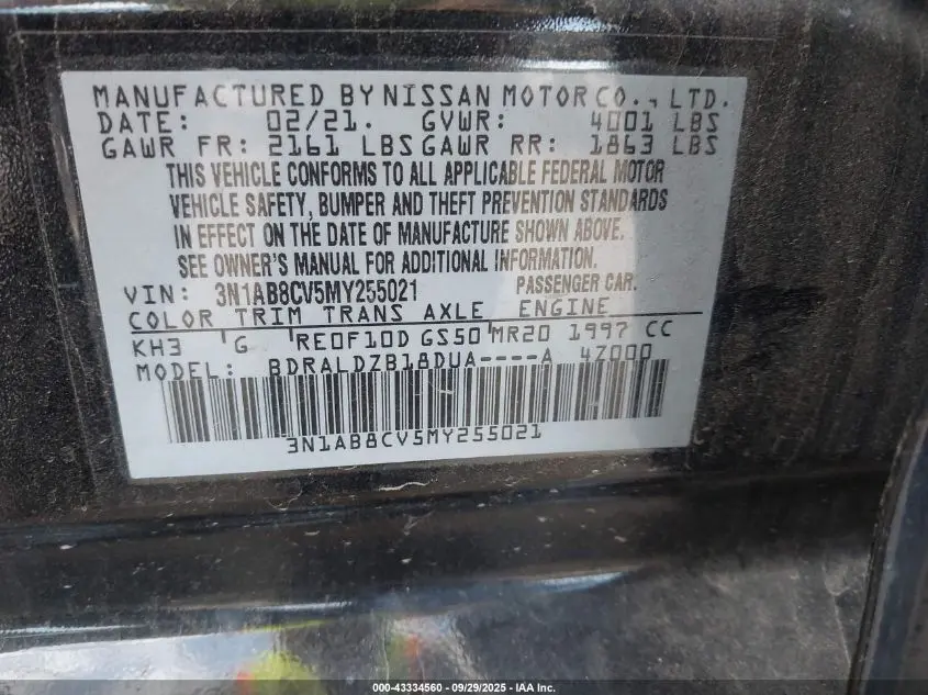 2021 NISSAN SENTRA SV XTRONIC CVT