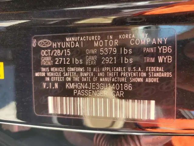 2016 HYUNDAI GENESIS 3.8L  