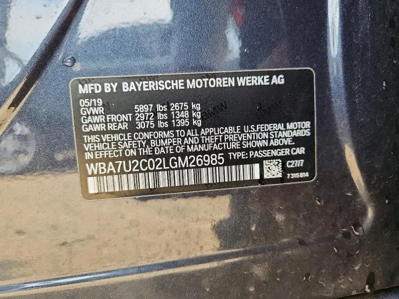 2020 BMW 750 XI  