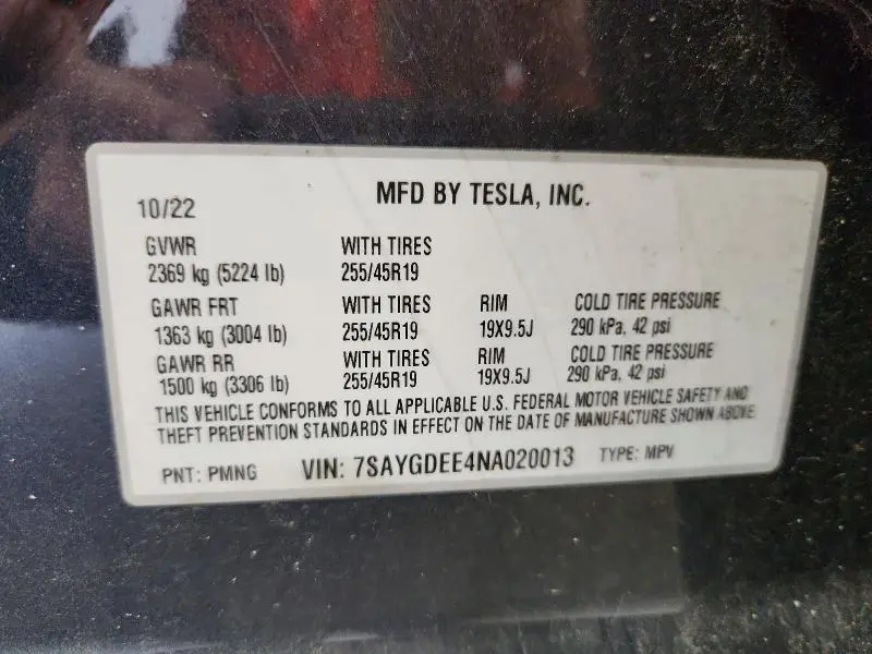 2022 TESLA MODEL Y   
