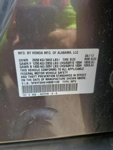 2017 HONDA PILOT EXL