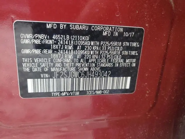 2018 SUBARU FORESTER 2.0XT TOURING  