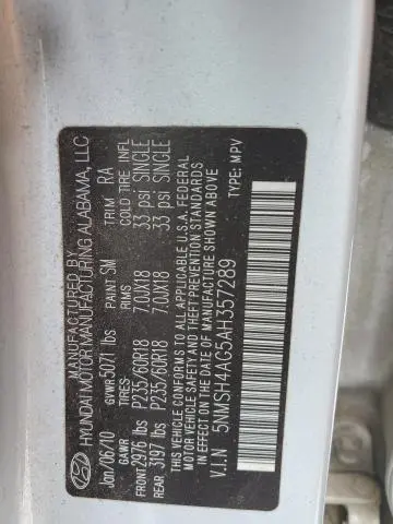 2010 HYUNDAI SANTA FE SE