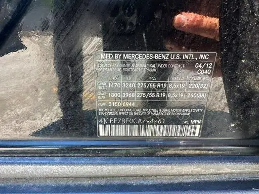 2012 MERCEDES-BENZ GL 450 4MATIC  
