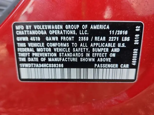 2017 VOLKSWAGEN PASSAT R-LINE  