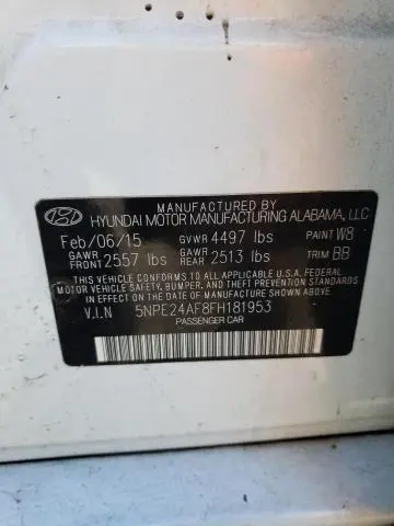 2015 HYUNDAI SONATA SE  