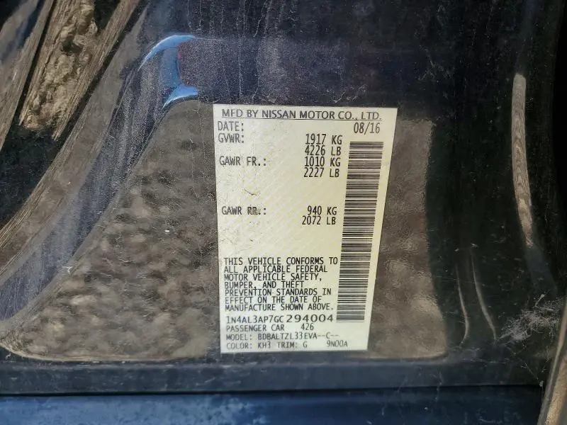 2016 NISSAN ALTIMA 2.5 SL  