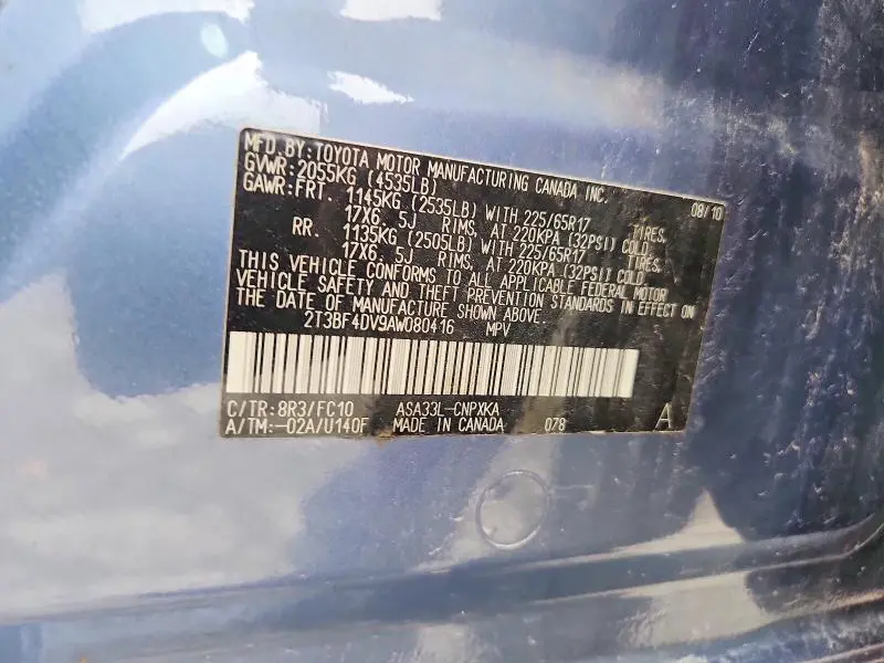 2010 TOYOTA RAV4 BASE  