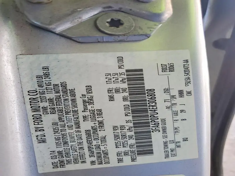 2014 FORD FUSION SE PHEV  