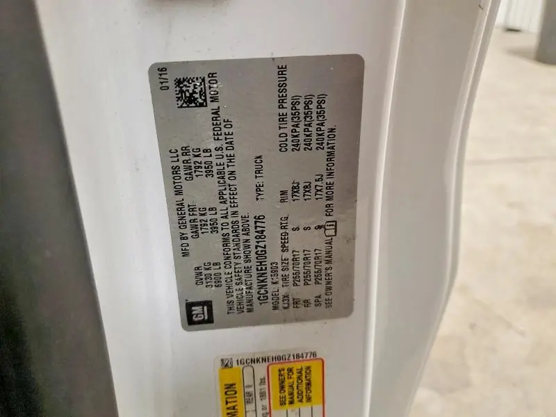 2016 CHEVROLET SILVERADO K1500  