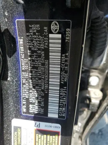 2012 TOYOTA CAMRY HYBRID  