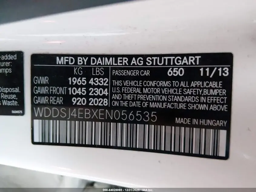 2014 MERCEDES-BENZ CLA 250  