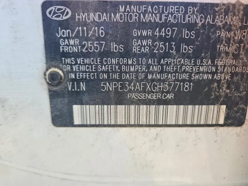 2016 HYUNDAI SONATA SPORT  