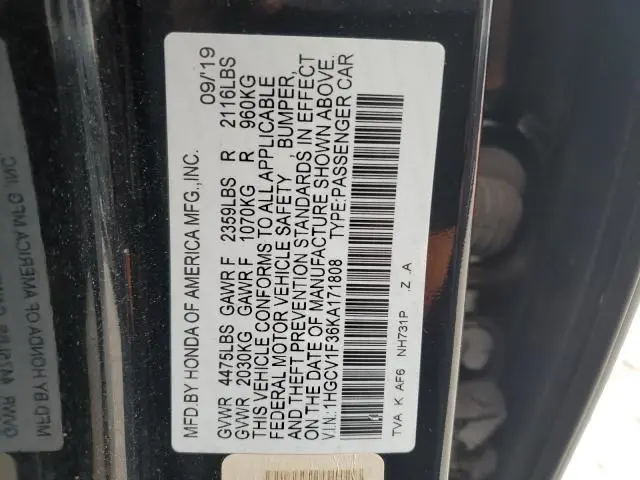 2019 HONDA ACCORD SPORT  