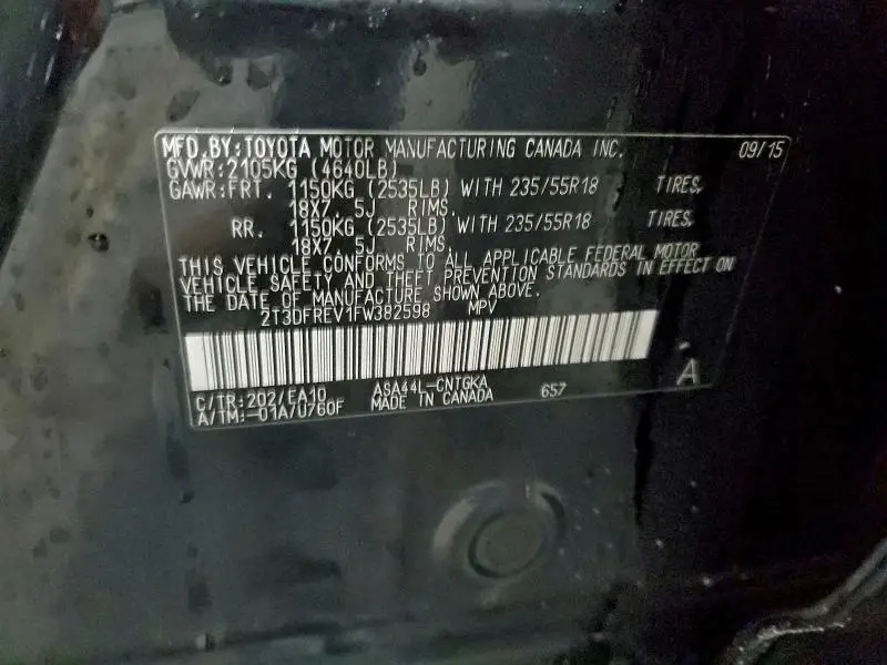 2015 TOYOTA RAV4 LIMITED  