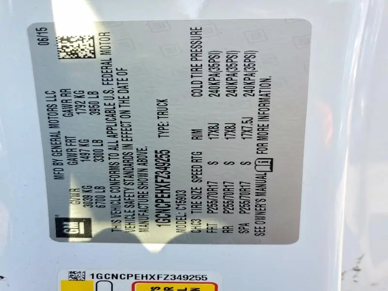 2015 CHEVROLET SILVERADO C1500  