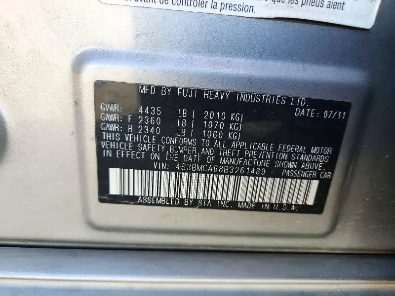 2011 SUBARU LEGACY 2.5I  