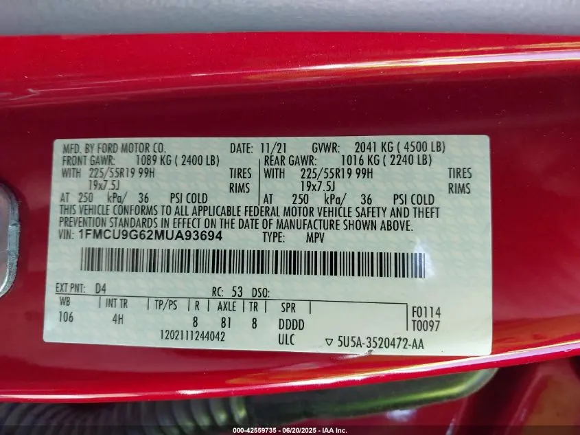 2021 FORD ESCAPE SE