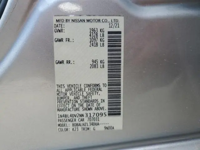 2022 NISSAN ALTIMA SV  