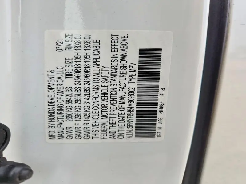 2021 HONDA PILOT EXL  